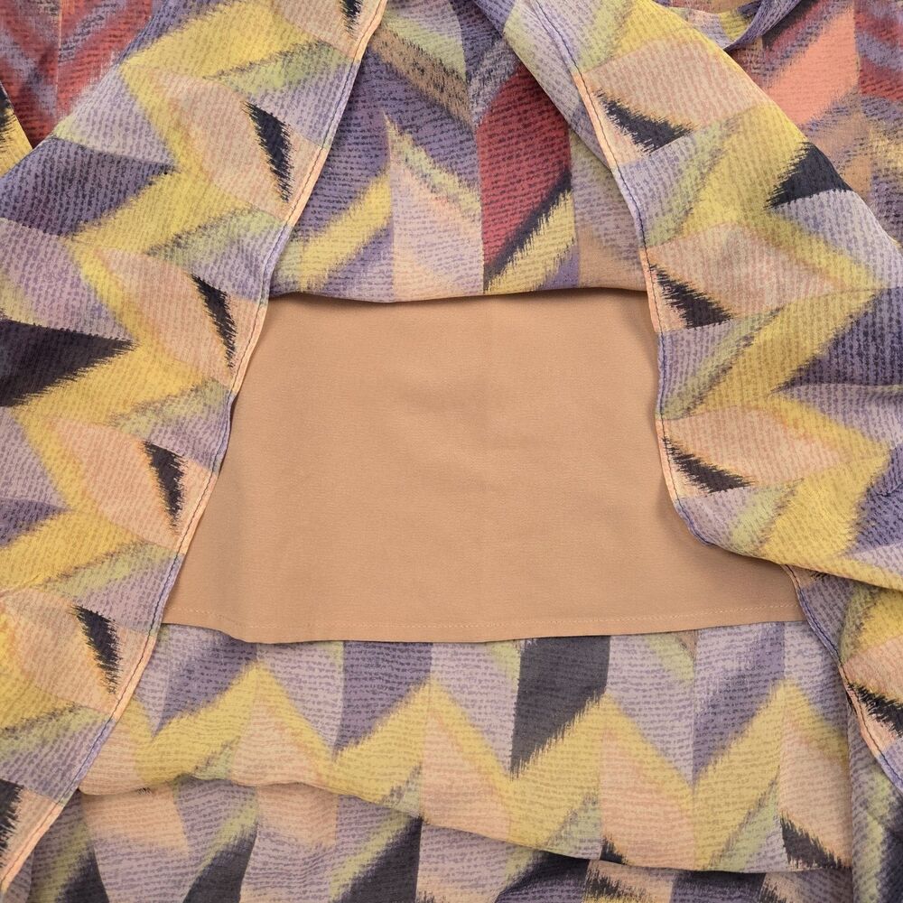 BCBGMAXAZRIA Suzy Chevron Dress Kaftan Small Sheer Overlay High Low Hem Lined - Picture 6 of 11